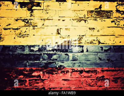 flag of Colombia painted on brick wall Stock Photo