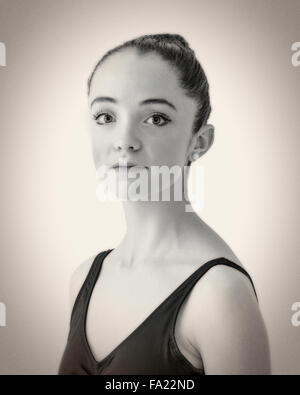 Black and white portrait of graceful ballerina dancing with fabric ...