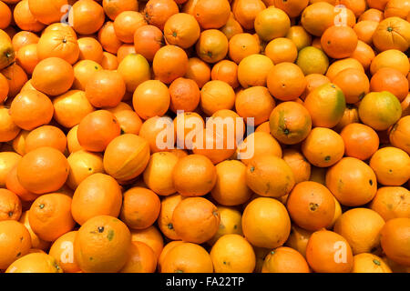 Colorful Display Of Oranges In Fruit Market Stock Photo