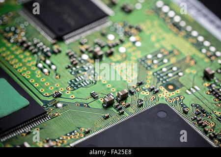 Part of electronic circuit board with processor Stock Photo