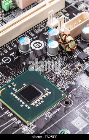 Electronic circuit board with processor socket Stock Photo