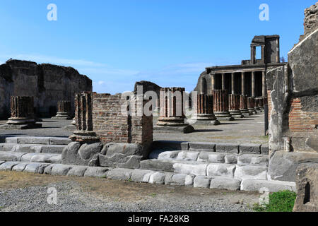 The Basilica area, Forum of Pompeii, the Roman city buried in lava near Naples city, UNESCO World Heritage List 1997, Campania Stock Photo