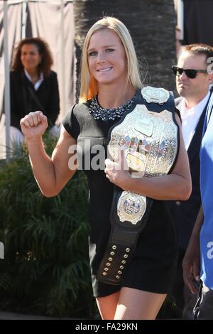 Holly Holm seen at Universal studios to be interviewed by Mario Lopez for television show Extra  Featuring: Holly Holm Where: Los Angeles, California, United States When: 19 Nov 2015 Stock Photo