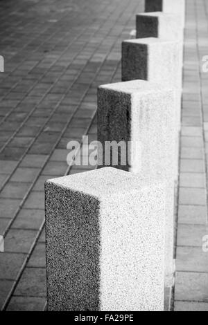 Abstract architecture composition, white square bollards in a row Stock Photo