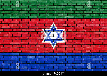 flag of Bnei Menashe painted on brick wall Stock Photo