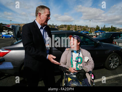 Ca, Usa. 20th Dec, 2015. SAN DIEGO, CA-DECEMBER 20, 2012: .Super fan Brian Gushue (right) meets his childhood hero Miami quarterback Bob Griese (left) at the Chargers versus Dolphins game at Qualcomm Stadium Sunday. Credit:  Misael Virgen/U-T San Diego/ZUMA Wire/Alamy Live News Stock Photo