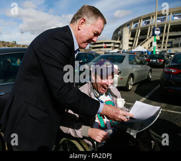 Ca, Usa. 20th Dec, 2015. SAN DIEGO, CA-DECEMBER 20, 2012: .Super fan Brian Gushue gets an autographed photo of his childhood hero Miami quarterback Bob Griese at the Chargers versus Dolphins game at Qualcomm Stadium Sunday. Credit:  Misael Virgen/U-T San Diego/ZUMA Wire/Alamy Live News Stock Photo