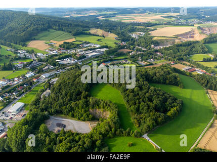 Aerial view, Balver cave, venue event cave, Balve, the Sauerland region, North Rhine Westphalia, Germany, Europe, Aerial view Stock Photo