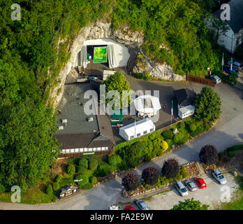 Aerial view, Balver cave, venue event cave, Balve, the Sauerland region, North Rhine Westphalia, Germany, Europe, Aerial view Stock Photo