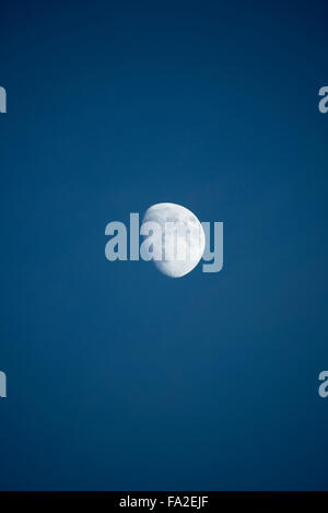Beautiful clear Half Moon in blue sky. Boise, Idaho,USA Stock Photo