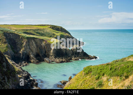 View from Pembrokeshire Coastal path of St Brides Bay, near St David's, Pembrokeshire, Wales, UK Stock Photo