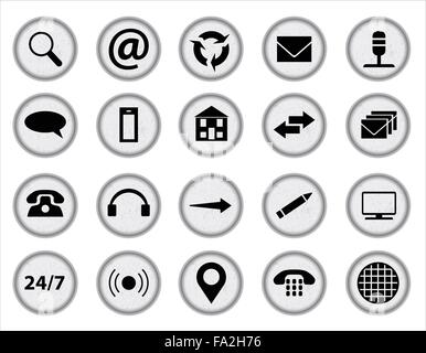 Typewriter keys with inset web icons all over a white background Stock Vector