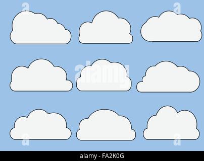 Vector Web Cloud Icons in Different Shapes Stock Vector