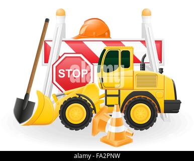 road works concept icons vector illustration isolated on white background Stock Vector