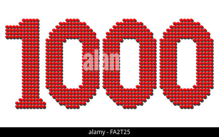 Thousand red round tokens representing number THOUSAND. Stock Photo