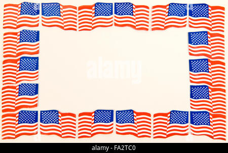 Tiny Flags Border on White Background Stock Photo