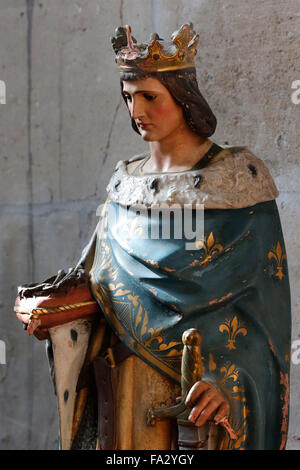 Poissy collegiate church. Statue of Saint Louis Stock Photo - Alamy