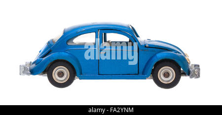 Old Dinky Die Cast VW Model Car Scale: 1:42  Blue Volkswagen Bettle 1300 Sedan De-Luxe Stock Photo