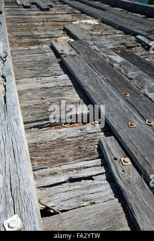 Timber deck bridge Stock Photo