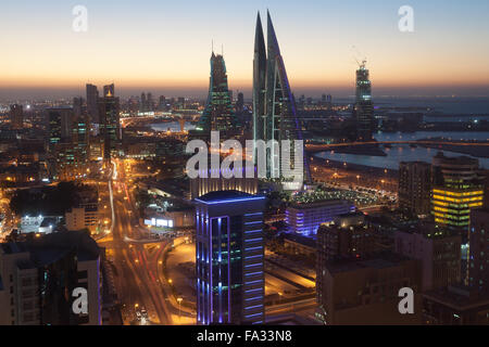 Manama City at night, Bahrain Stock Photo