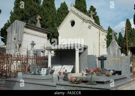 Ornate graves and family vaults at the municipal cemetery in Draguignan, Provence, France. Stock Photo
