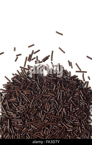 Dark chocolate Chocolate sprinkles photographed from above Stock Photo