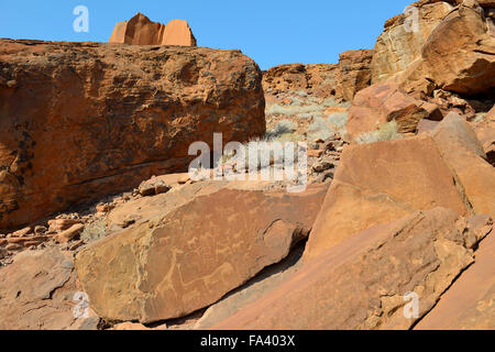 Ancient rock engravings at Twyfelfontein, Damaraland, Namibia Stock Photo