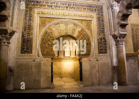 Mihrab sacred Islamic centre of former Great mosque, Cordoba, Spain Stock Photo