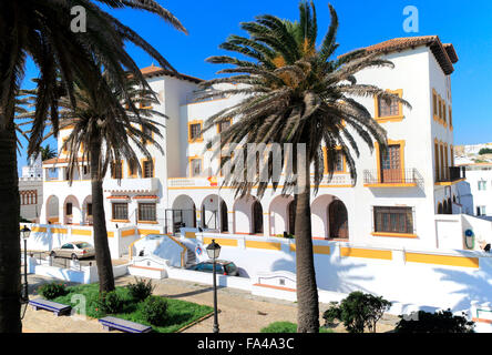 Government building on Amargura street, Tarifa, Cadiz province, Spain palm trees sunshine Stock Photo