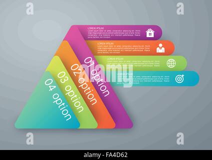 Vector illustration infographics four options pyramid. Stock Vector