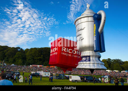 Scottish Association Challenge Cup and Ricoh hot air balloons at the Bristol International Hot Air Balloon Fiesta 2015 Stock Photo