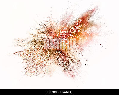 burst of colored powder isolated on white Stock Photo