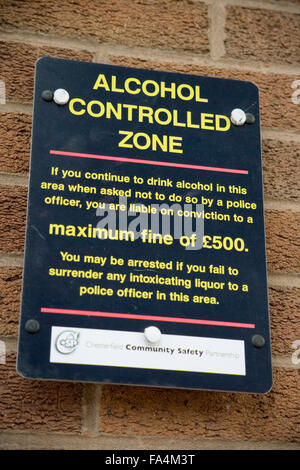 Sign showing alcohol controlled zone, Stock Photo