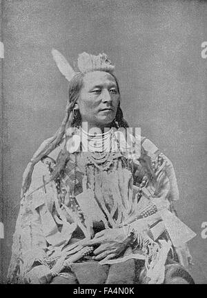 Plenty Scalps (1851-1916), Oglala Sioux Chief after Sitting Bull, Book Photograph from “Indian Horrors or Massacres of the Red Men”, by Henry Davenport Northrop, 1891 Stock Photo