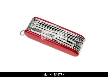 Pocket swiss army knife isolated on white Stock Photo