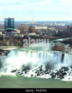 Niagara Falls; Ontario; Canada; December, 20,2015 View of the city of Niagara Falls and the world famous waterfalls Stock Photo