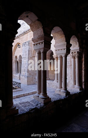 Cloister of the Church or Chapel of Saint Catherine located adjacent to the northern part of the Church of the Nativity, or Basilica of the Nativity, traditionally believed by Christians to be the birthplace of Jesus Christ in the West Bank town of Bethlehem in the Autonomous Palestinian Authority Israel Stock Photo