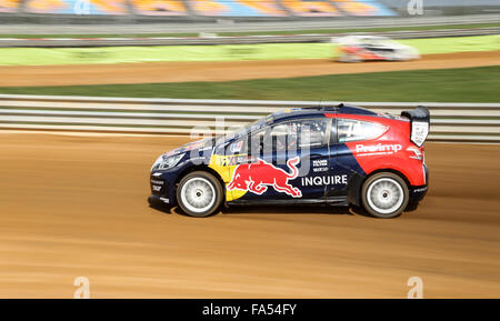 Kevin Hansen drives RXLites of Peugeot Red Bull Hansen Junior Team in FIA World Rallycross Championship. Stock Photo