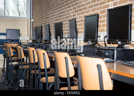 empty computer classroom at highschool in holland Stock Photo