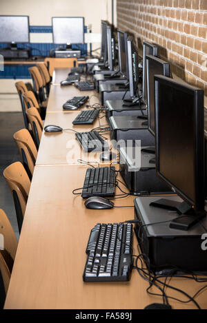 empty computer classroom at highschool in holland Stock Photo