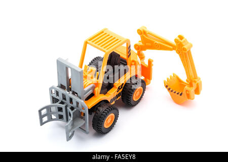 Orange tractor toy construction on white background Stock Photo