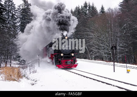 Brockenbahn Winter - Brocken railway in winter 01 Stock Photo