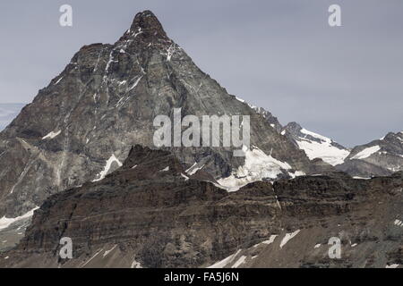 The matterhorn, viewed from the Italian side above Cervina, Italy Stock Photo