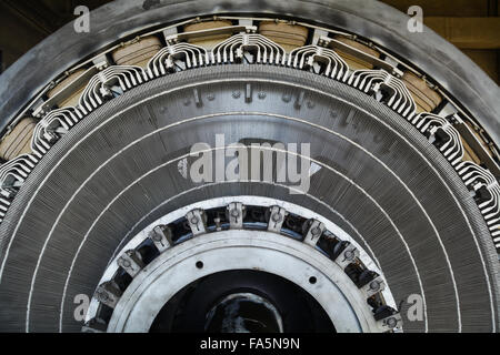 Close-up shot of a stator from a big electric motor. Stock Photo