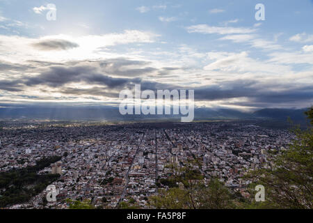 View of Salta in Argentina from the hill San Bernardo which can be reached by cable car. Stock Photo
