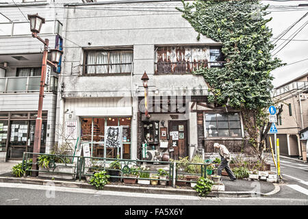 Japanese houses in Yanaka neighborhood in old tokyo Stock Photo
