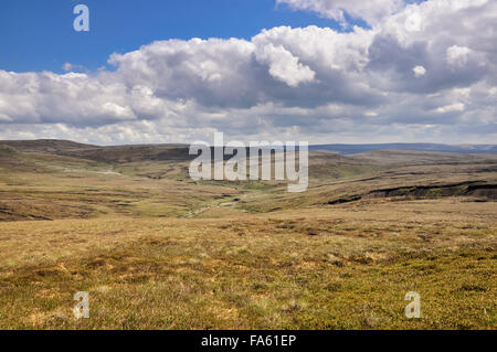 Wide open moorland on Bleaklow in the High Peak, Derbyshire, England. Stock Photo