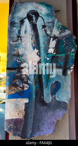 Painted pieces of Berlin Wall Checkpoint Charlie Stock Photo