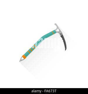 vector colored climbing ice axe tool flat design colored isolated illustration on white background with shadow Stock Vector