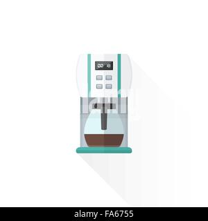 vector white color green blue elements flat design coffee machine isolated illustration white background Stock Vector